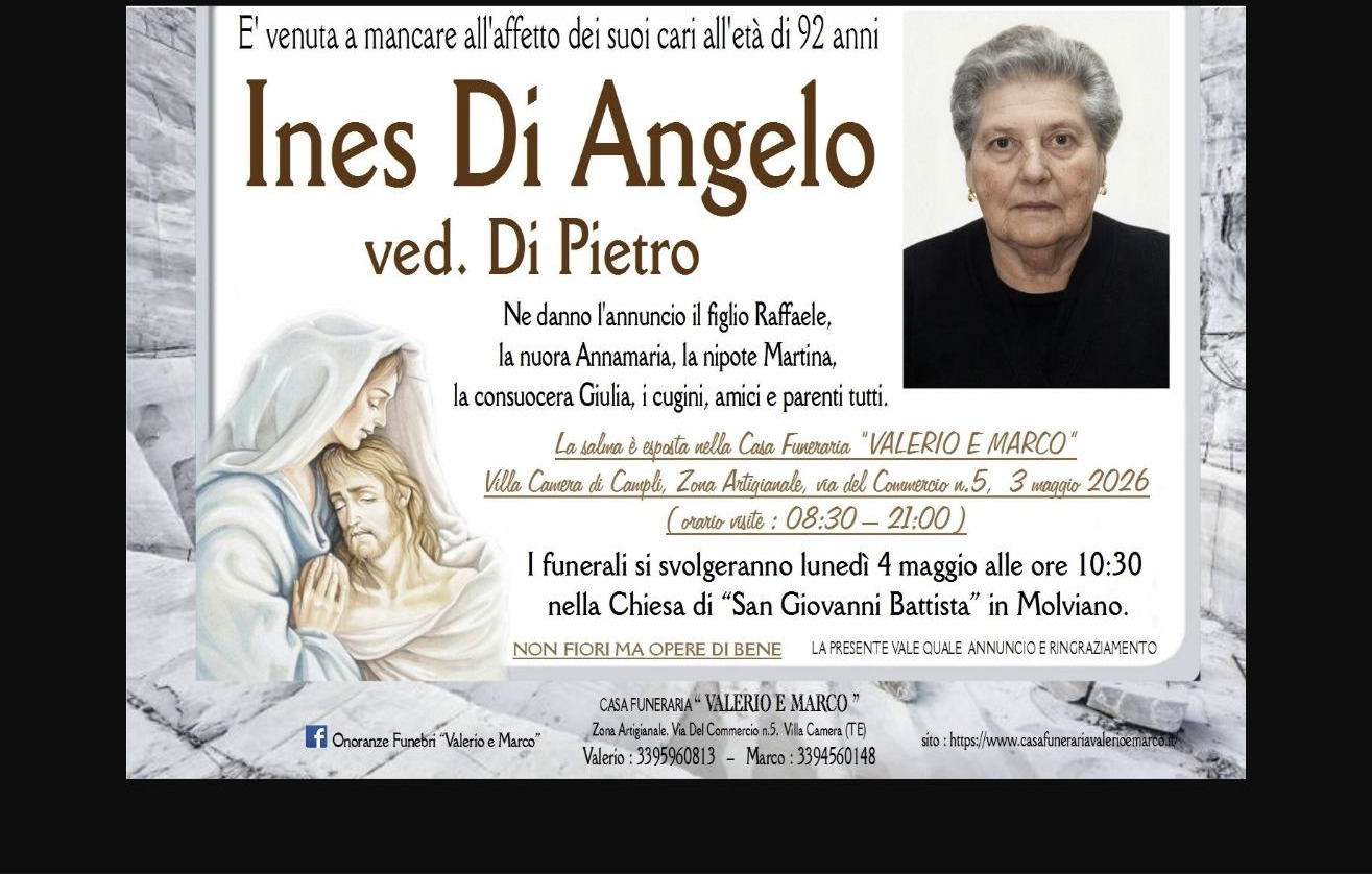 Necrologio di Ines Di Angelo