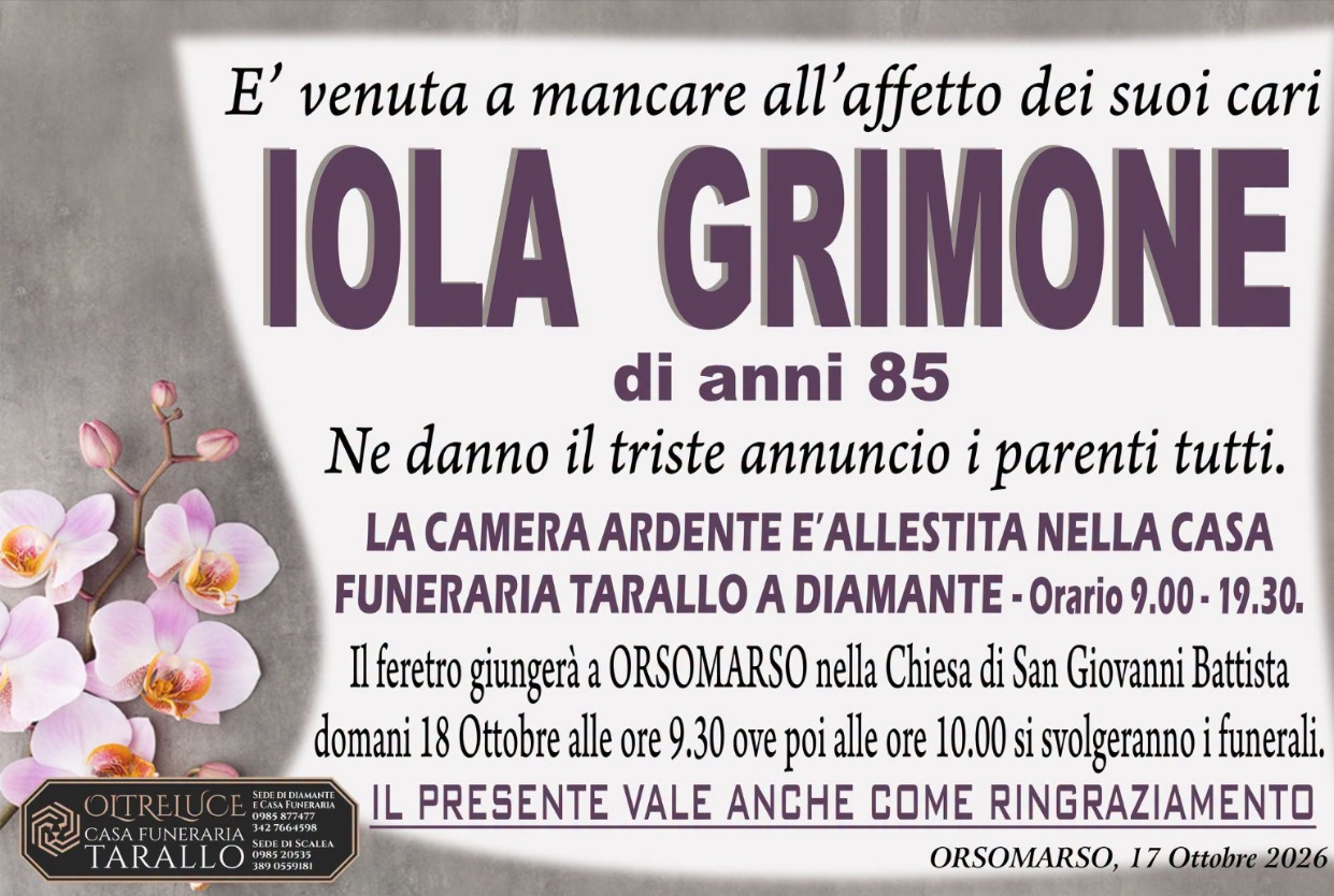 Necrologio di Iola Grimone