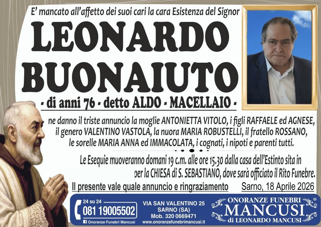 Necrologio di Leonardo Buonaiuto