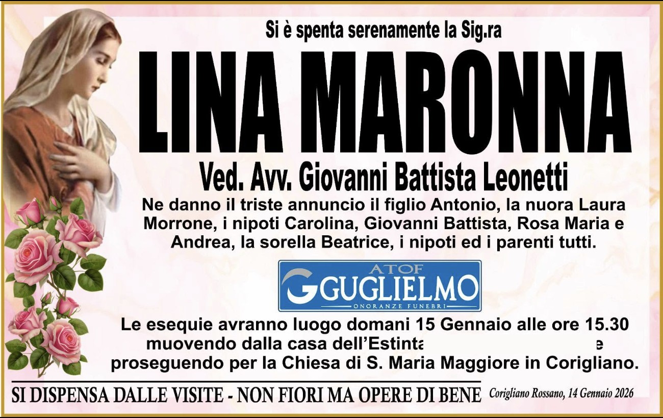 Necrologio di Lina Maronna