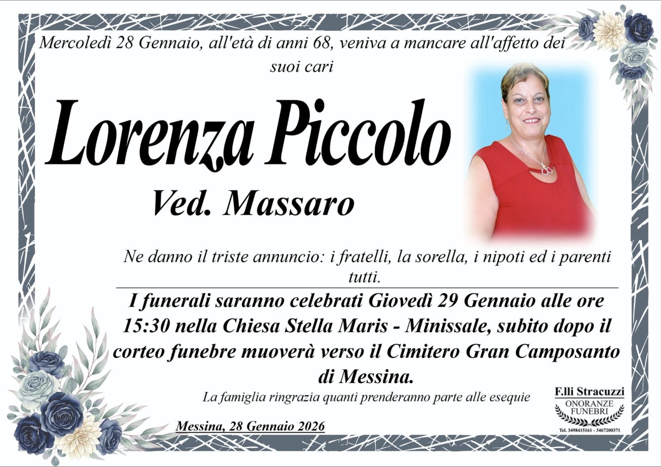 Necrologio di Lorenza Piccolo