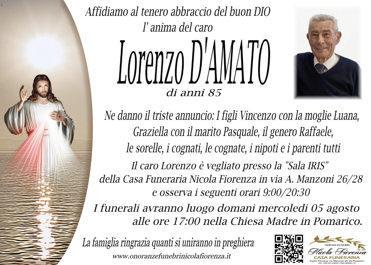 Necrologio di Lorenzo D'Amato