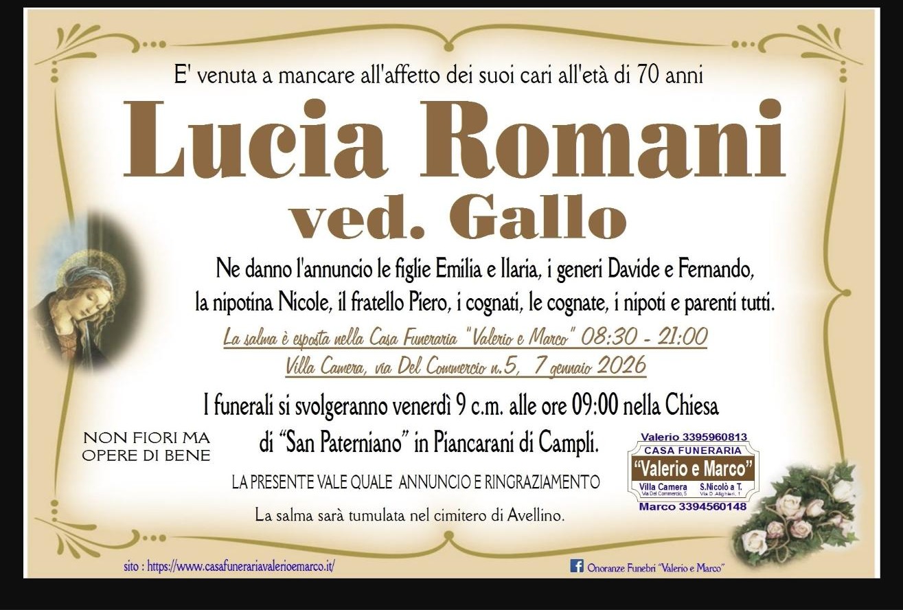 Necrologio di Lucia Romani