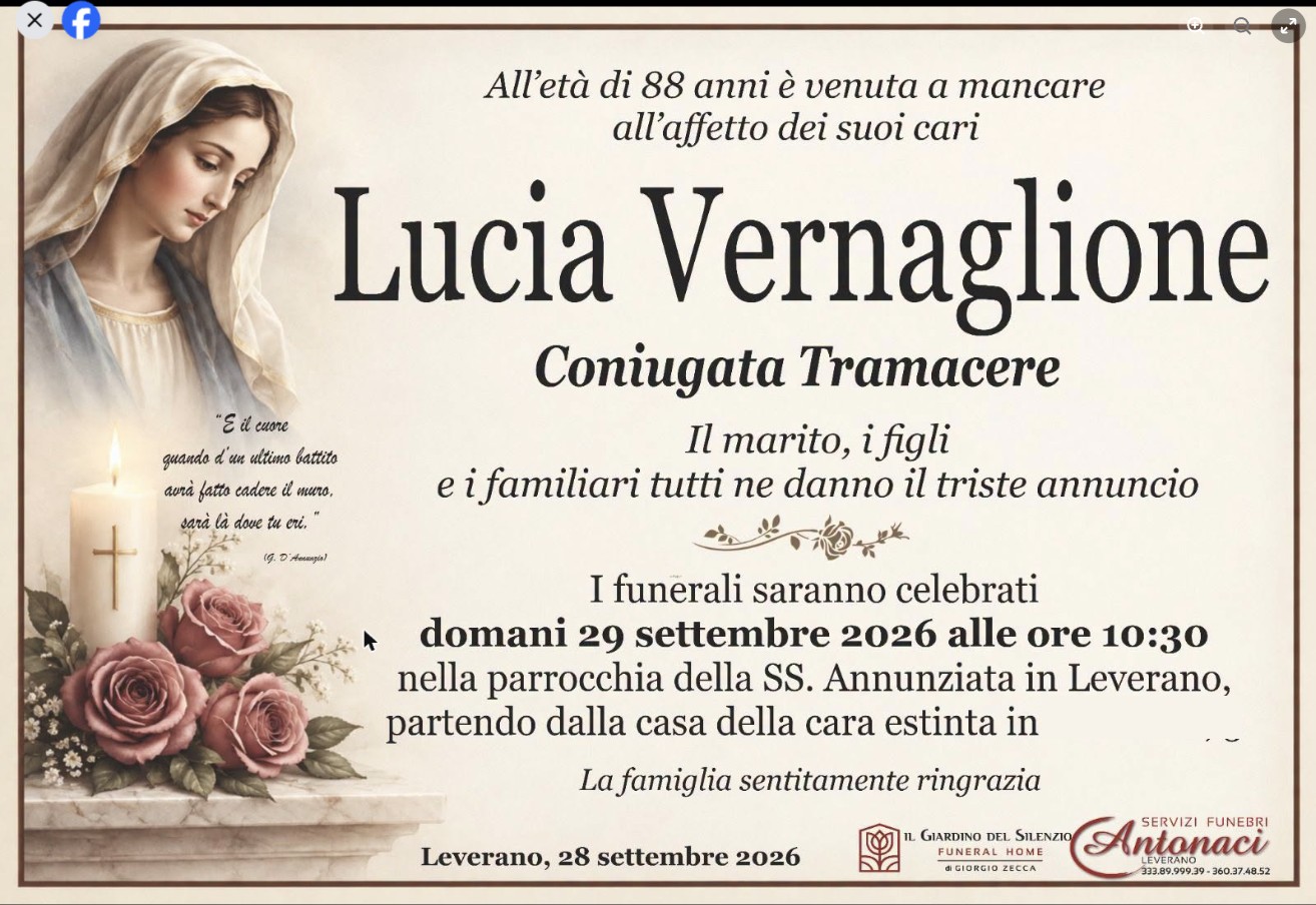 Necrologio di Lucia Vernaglione