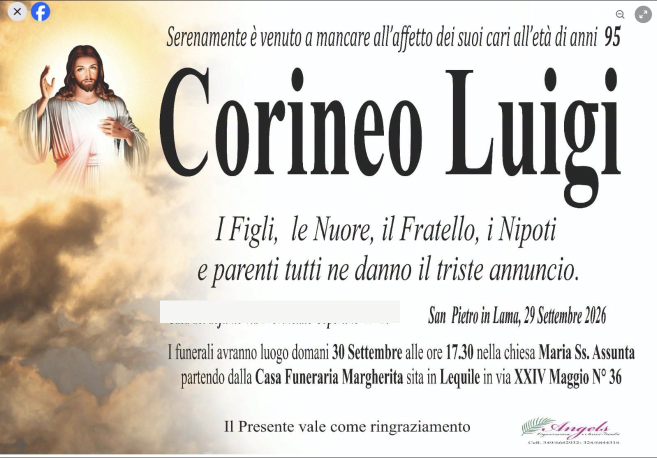 Necrologio di Luigi Corineo