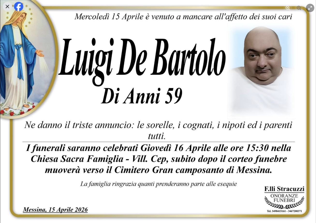 Necrologio di Luigi De Bartolo