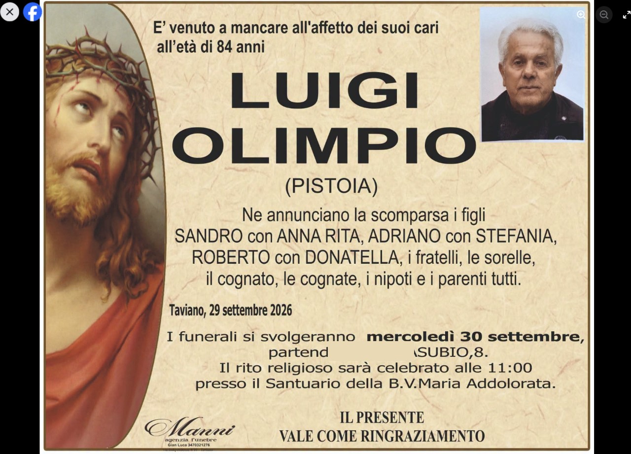 Necrologio di Luigi Olimpio