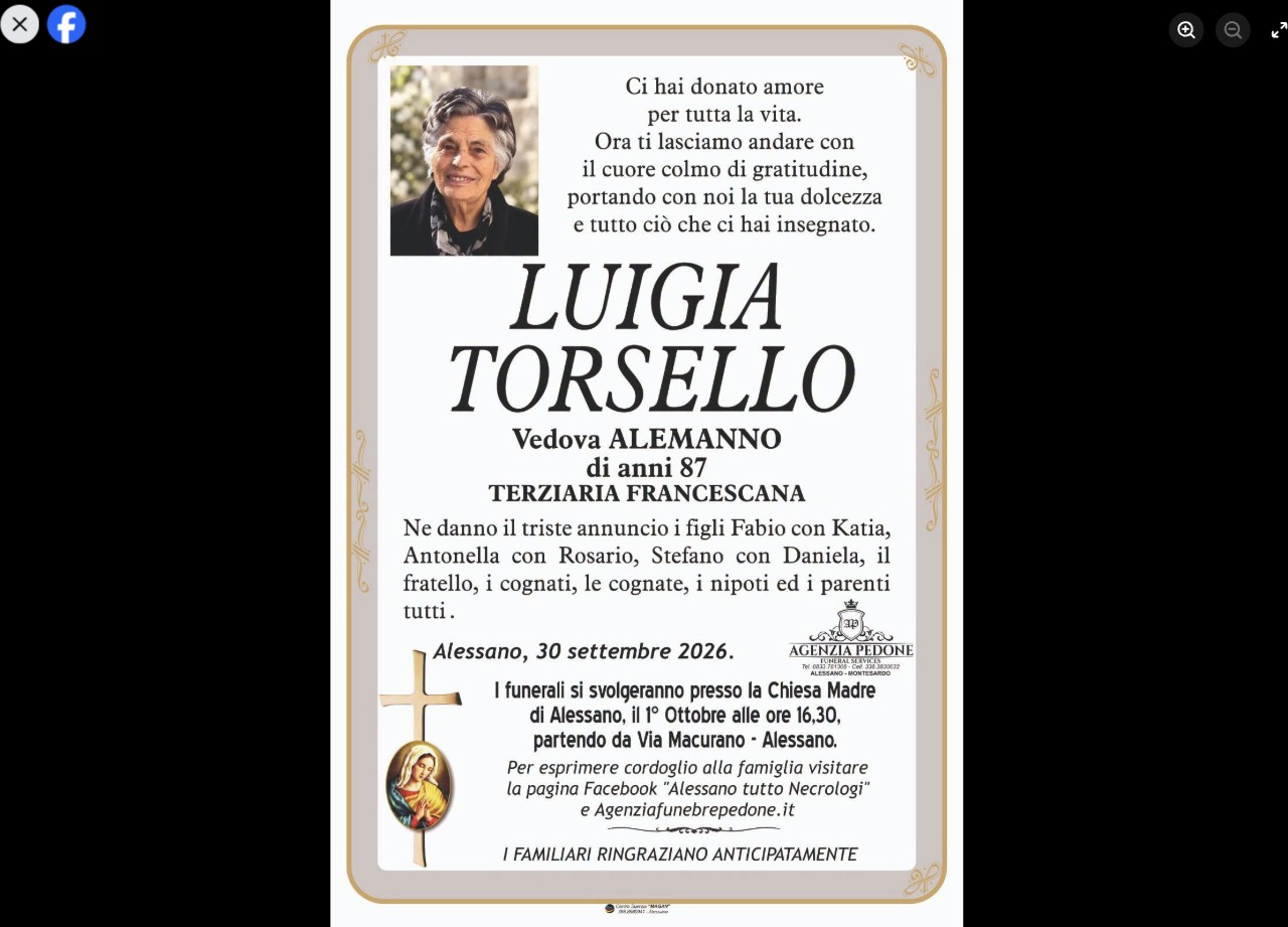 Necrologio di Luigia Torsello