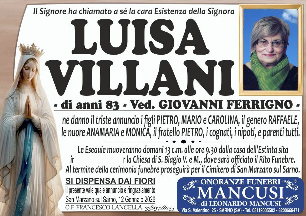 Necrologio di Luisa Villani