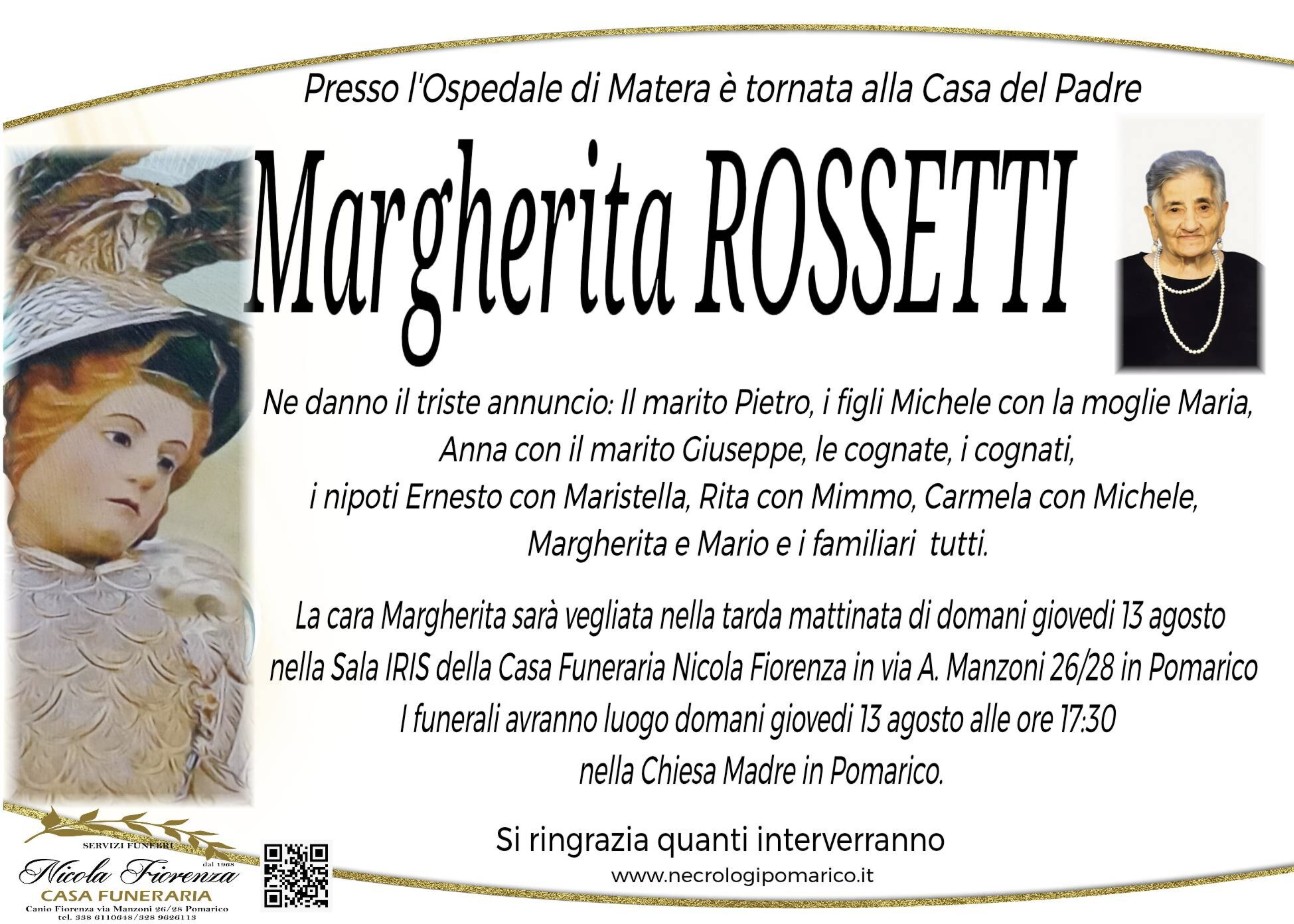 Necrologio di Margherita Rossetti