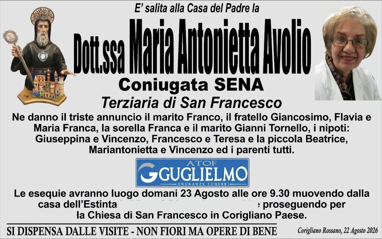 Necrologio di Maria Antonietta Avolio