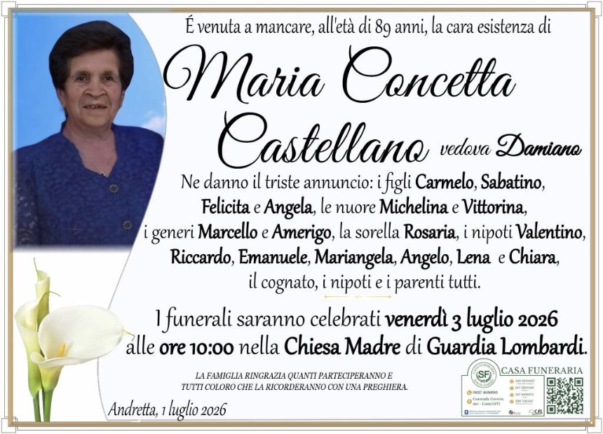 Necrologio di Maria Concetta Castellano