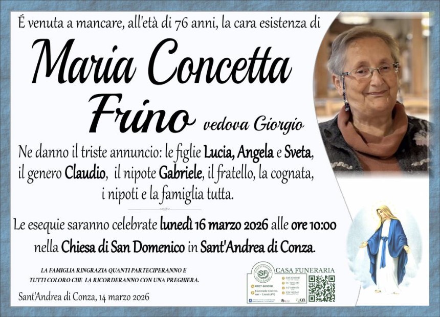 Necrologio di Maria Concetta Frino
