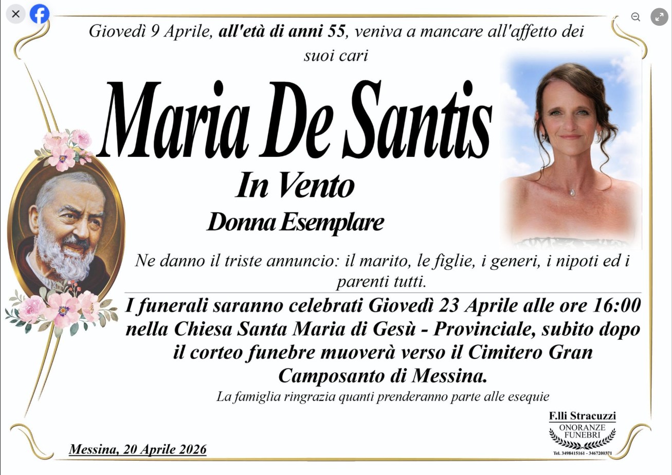 Necrologio di Maria De Santis