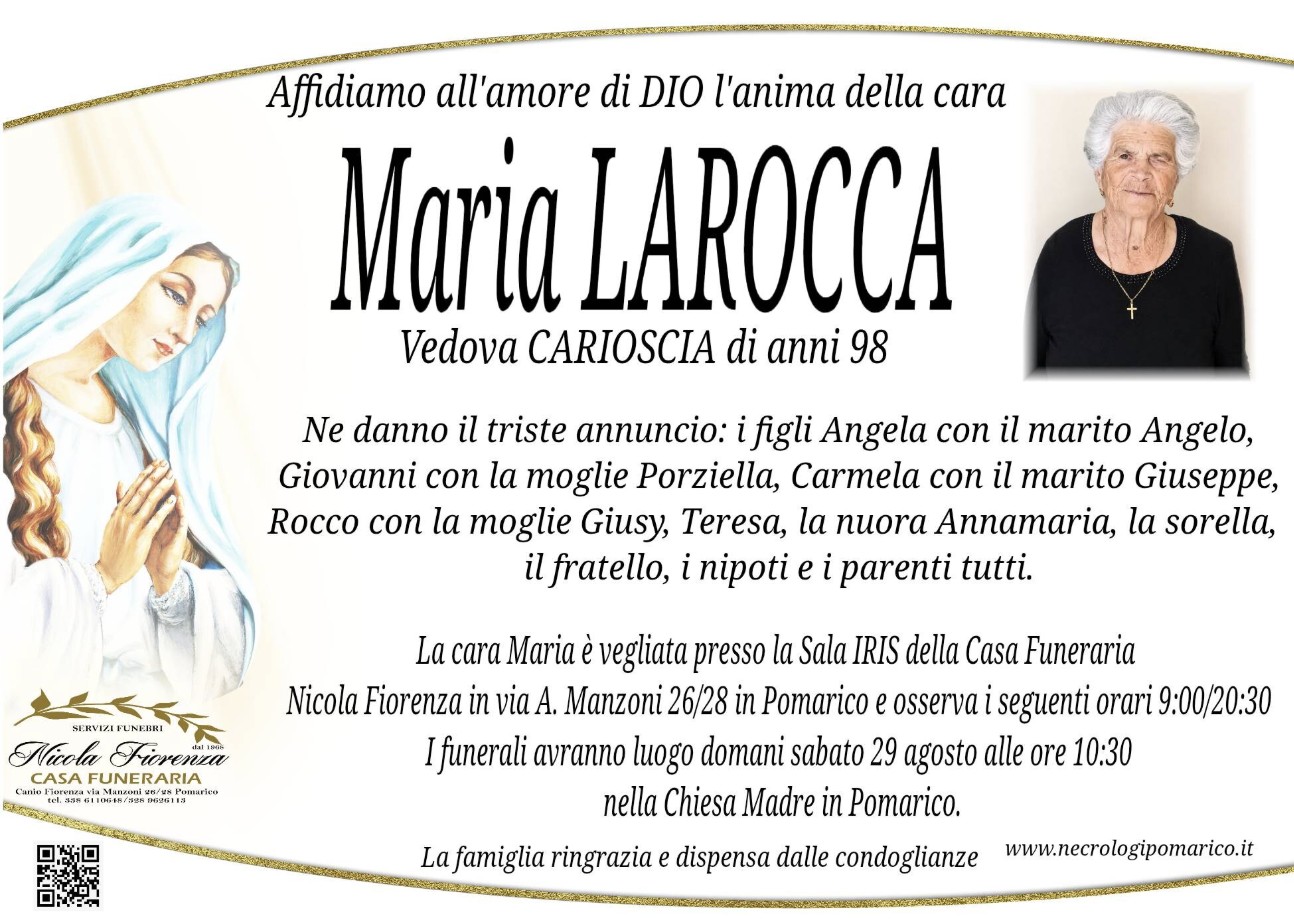 Necrologio di Maria Larocca