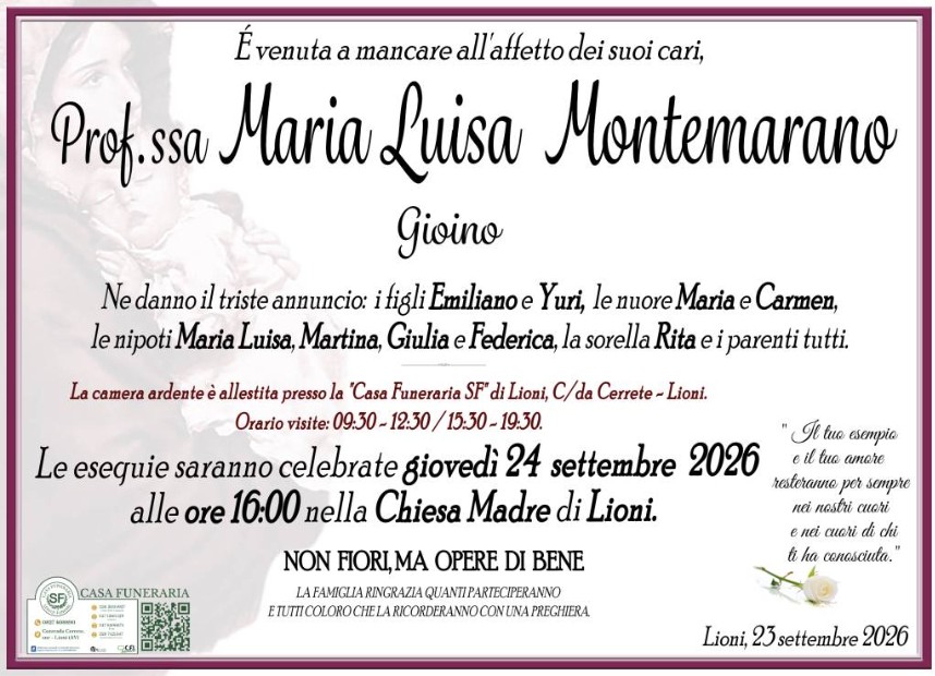 Necrologio di Maria Luisa Montemarano