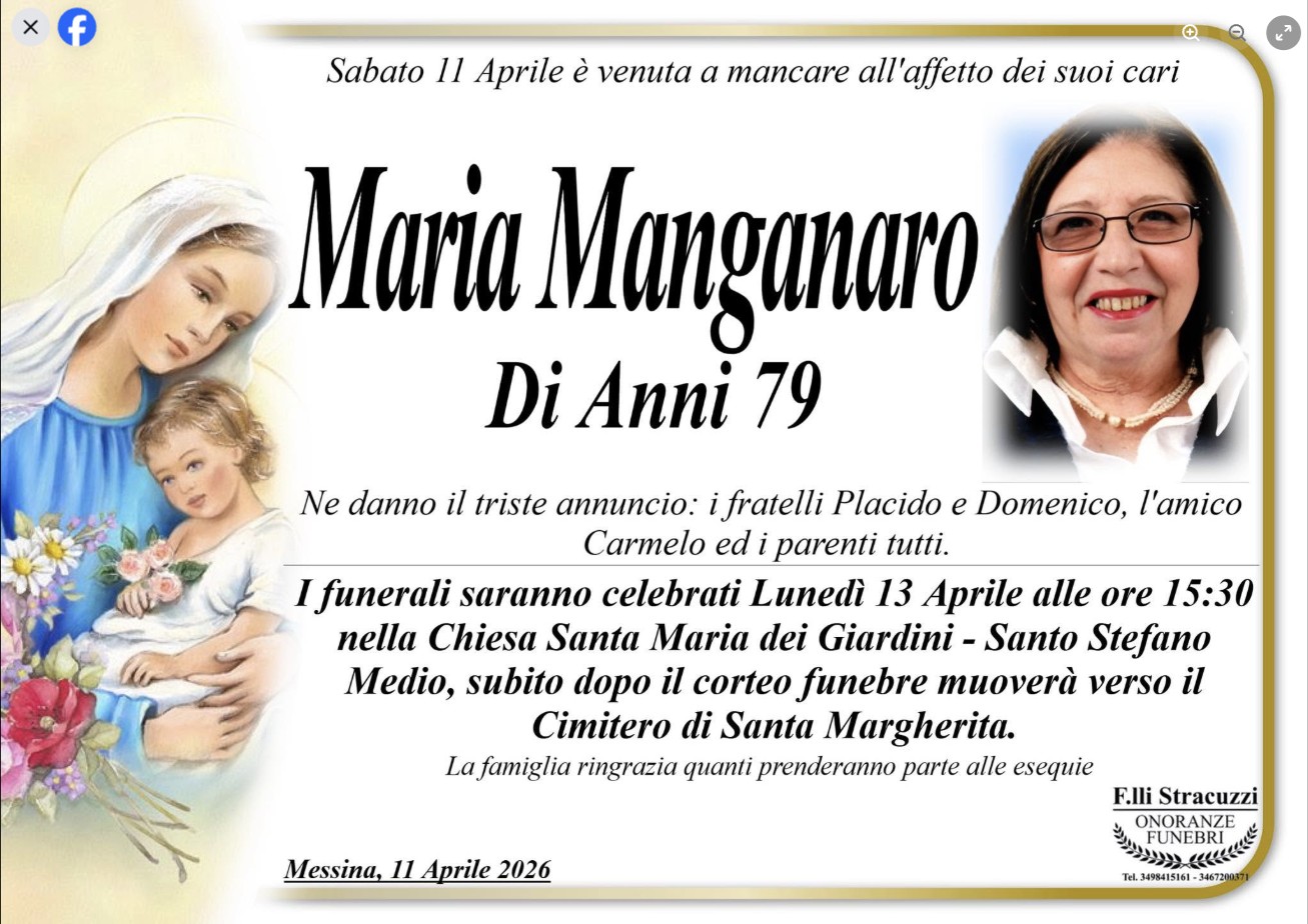 Necrologio di Maria Manganaro