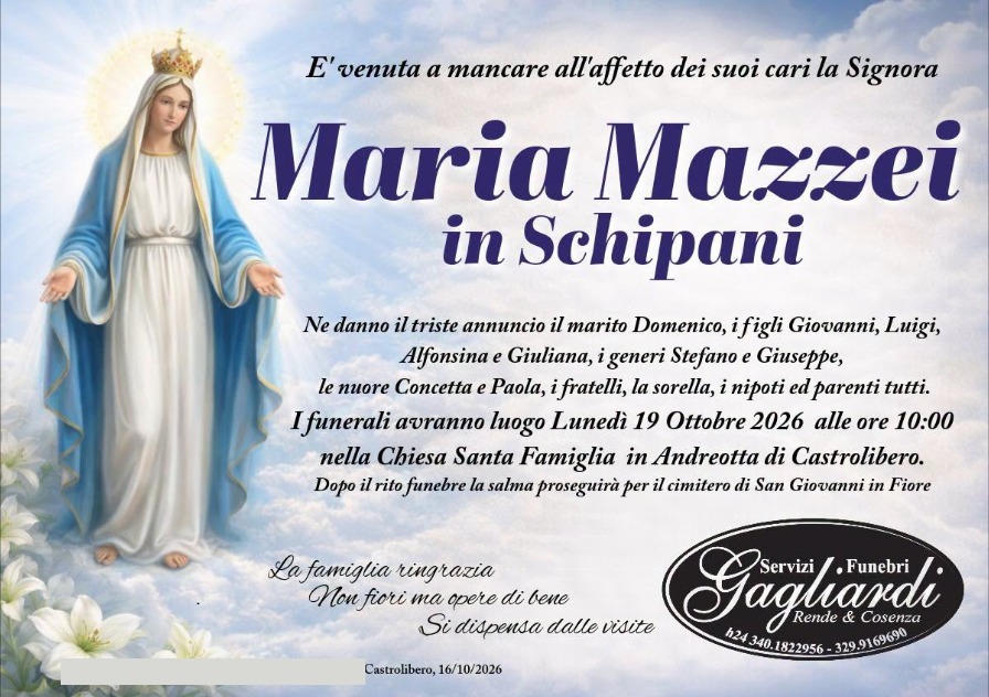 Necrologio di Maria Mazzei