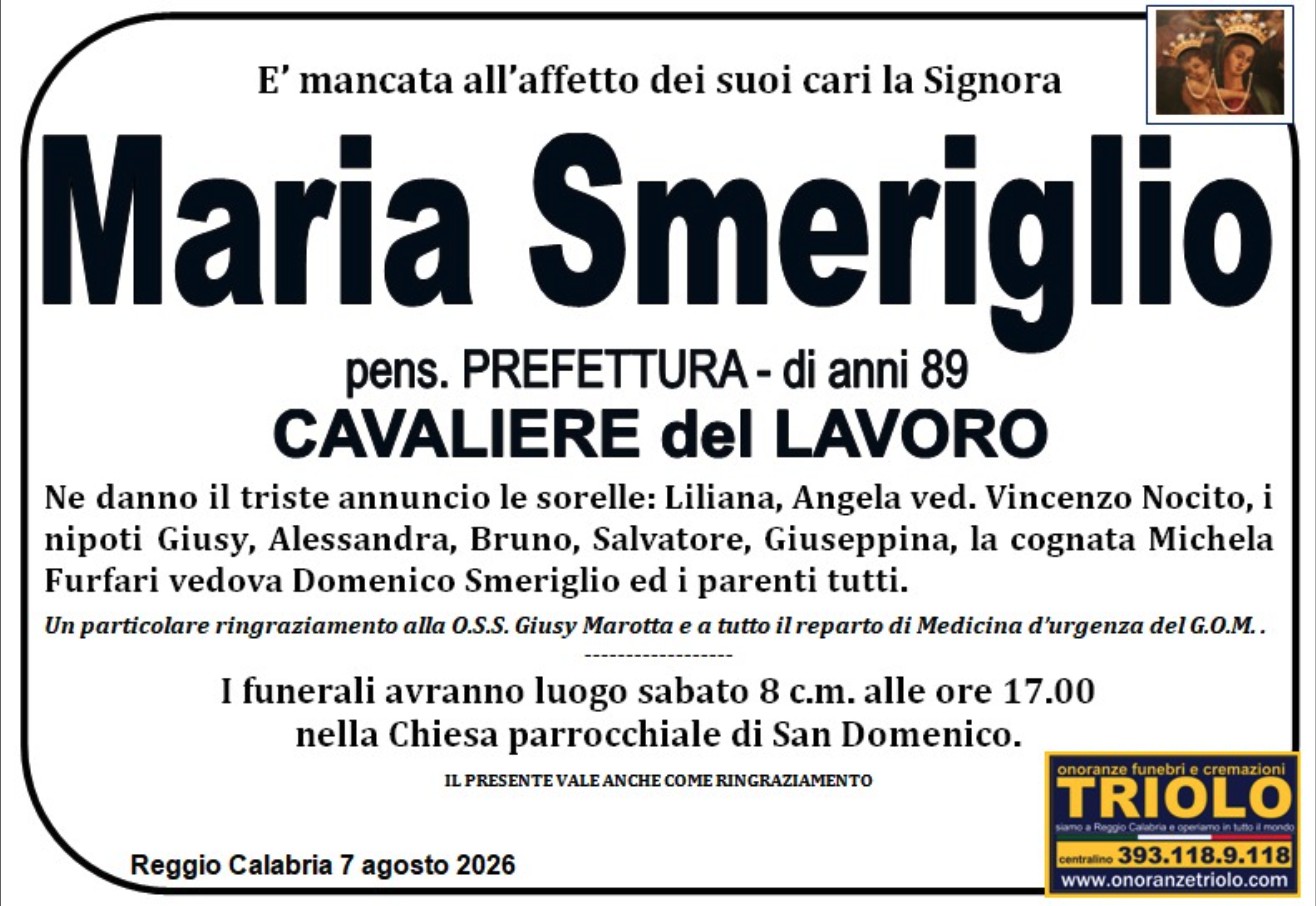 Necrologio di Maria Smeriglio