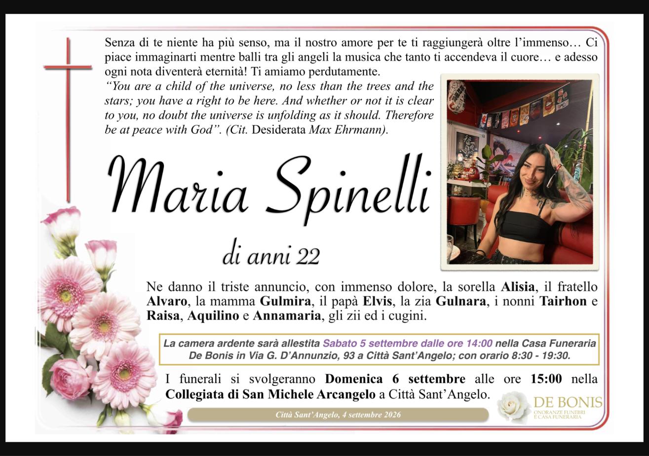 Necrologio di Maria Spinelli