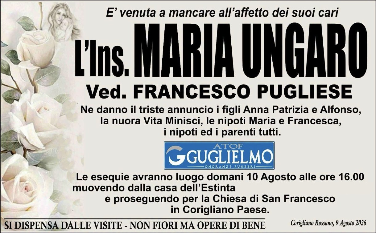 Necrologio di Maria Ungaro