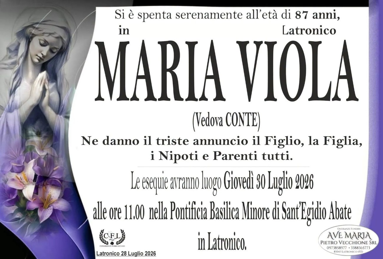 Necrologio di Maria Viola