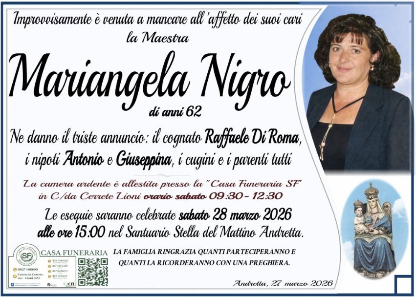 Necrologio di Mariangela Nigro