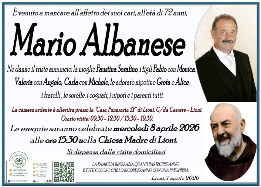 Necrologio di Mario Albanese