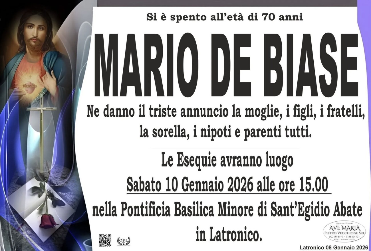 Necrologio di Mario De Biase
