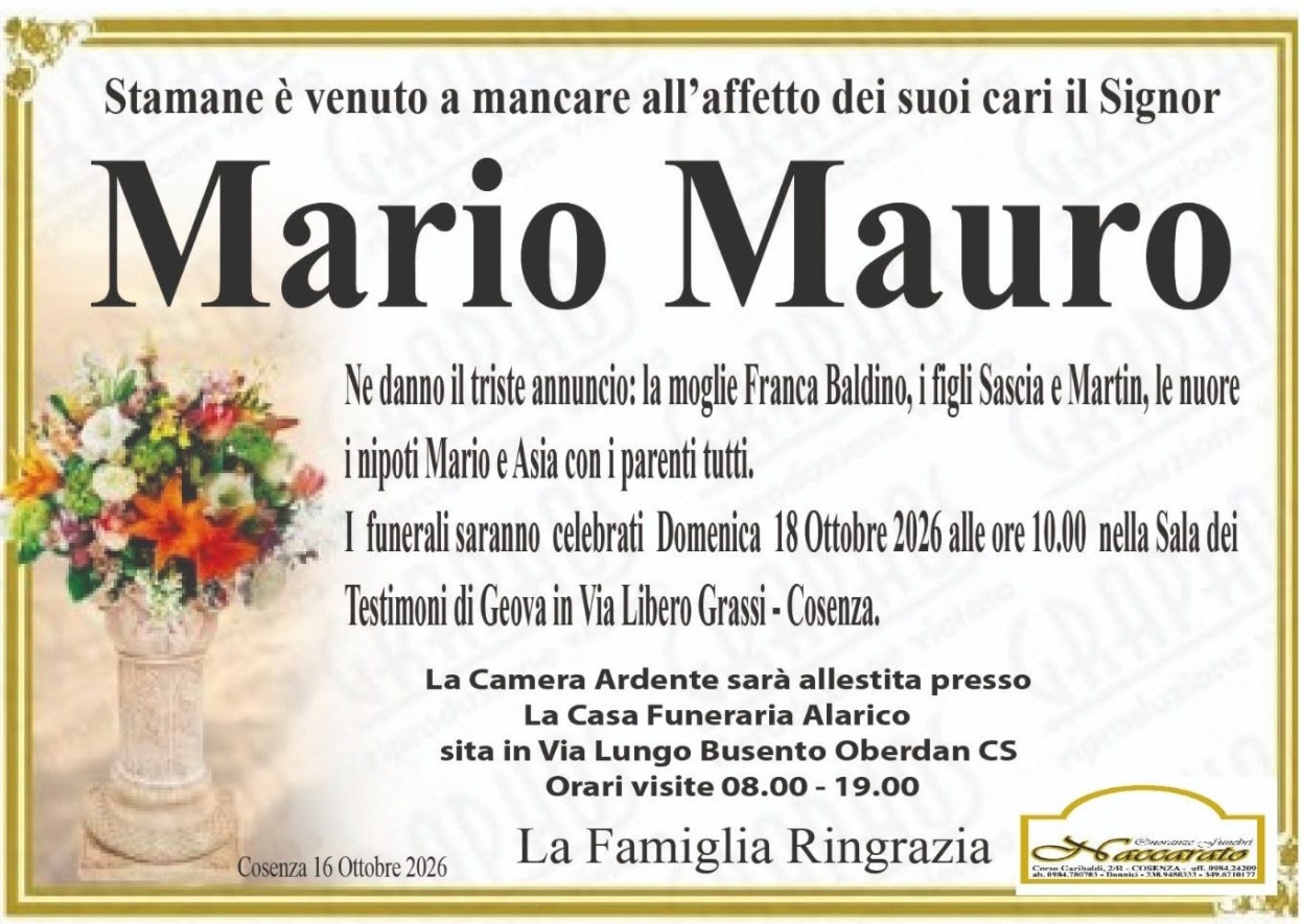 Necrologio di Mario Mauro