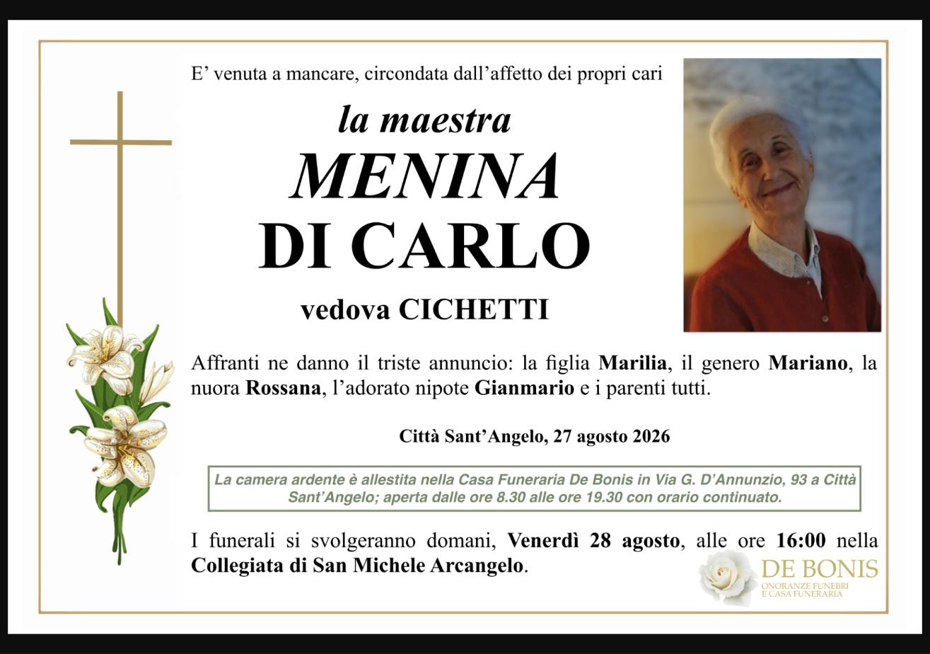 Necrologio di Menina Di Carlo