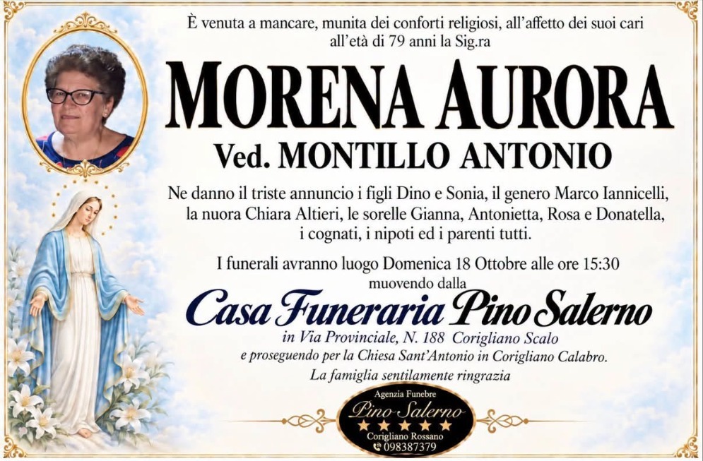 Necrologio di Morena Aurora