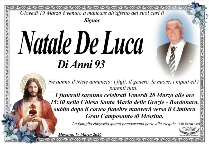 Necrologio di Natale De Luca