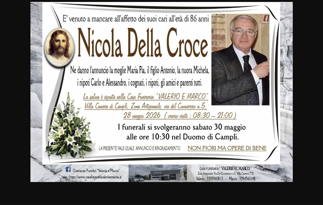 Necrologio di Nicola Della Croce