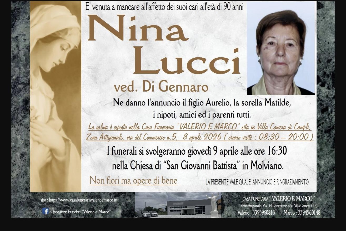 Necrologio di Nina Lucci