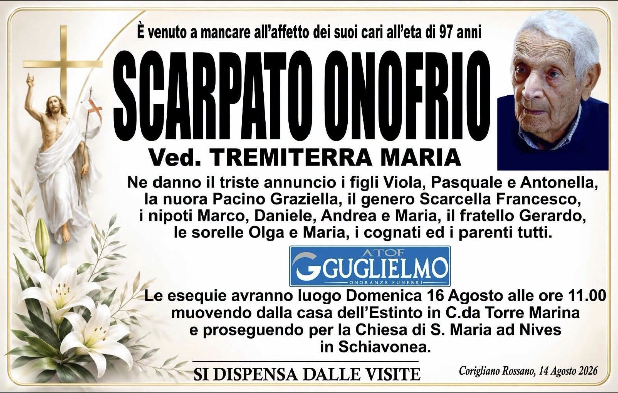 Necrologio di Onofrio Scarpato