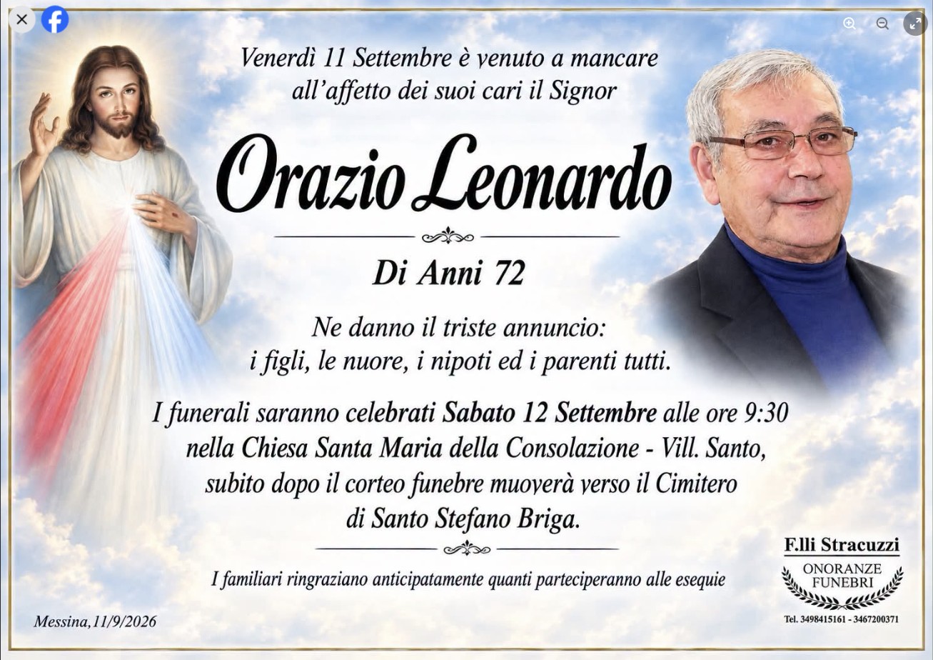 Necrologio di Orazio Leonardo