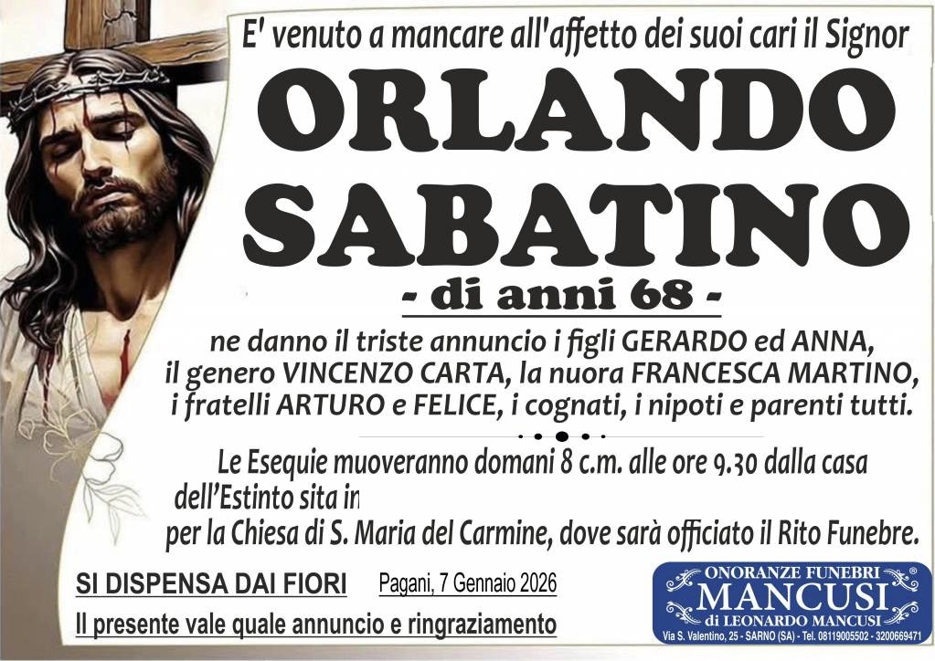 Necrologio di Orlando Sabatino