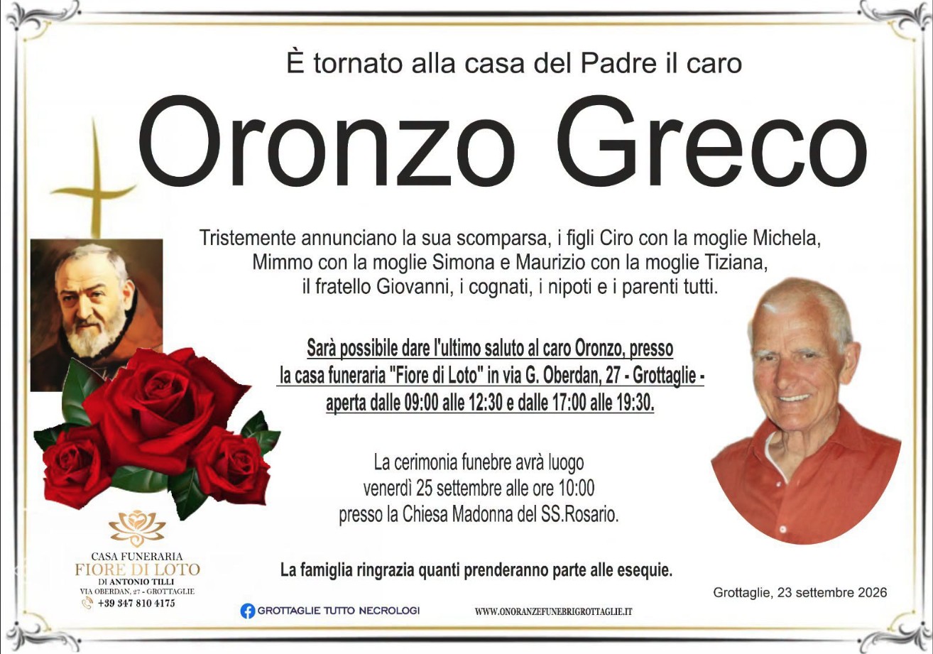 Necrologio di Oronzo Greco