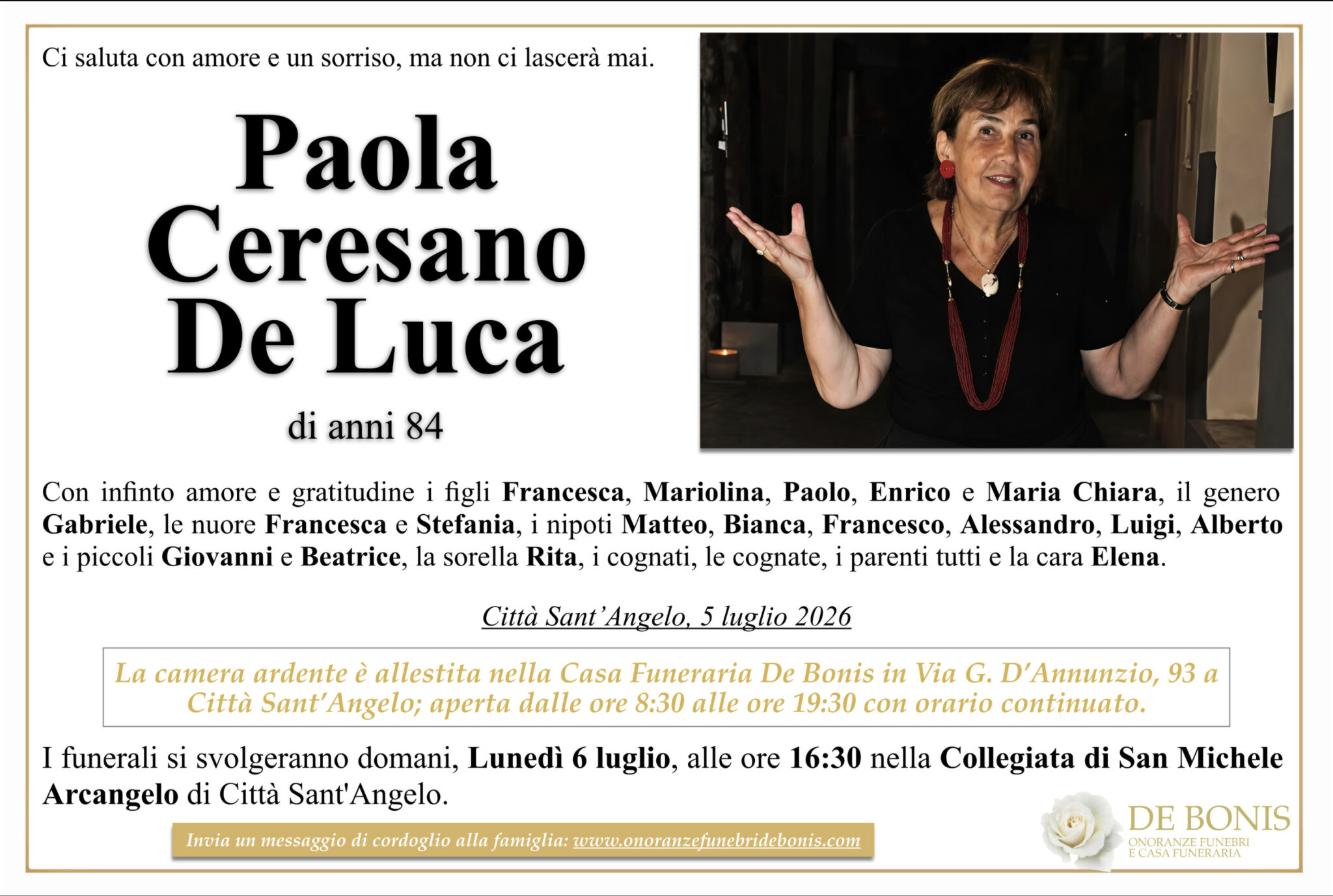 Necrologio di Paola Ceresano