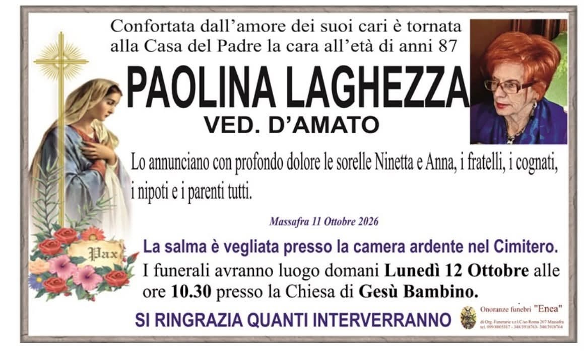 Necrologio di Paolina Laghezza