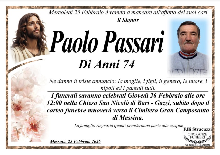 Necrologio di Paolo Passari