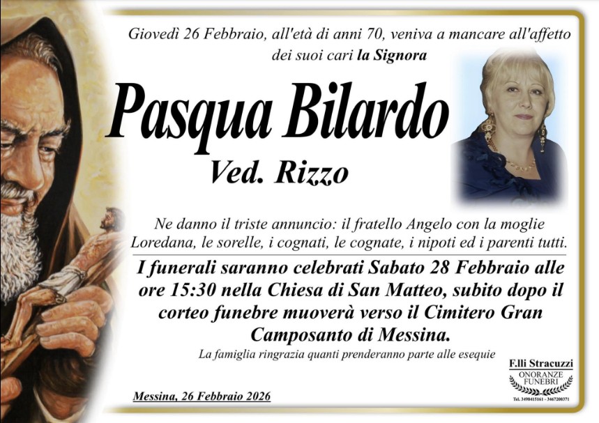 Necrologio di Pasqua Bilardo