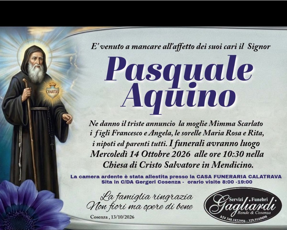 Necrologio di Pasquale Aquino
