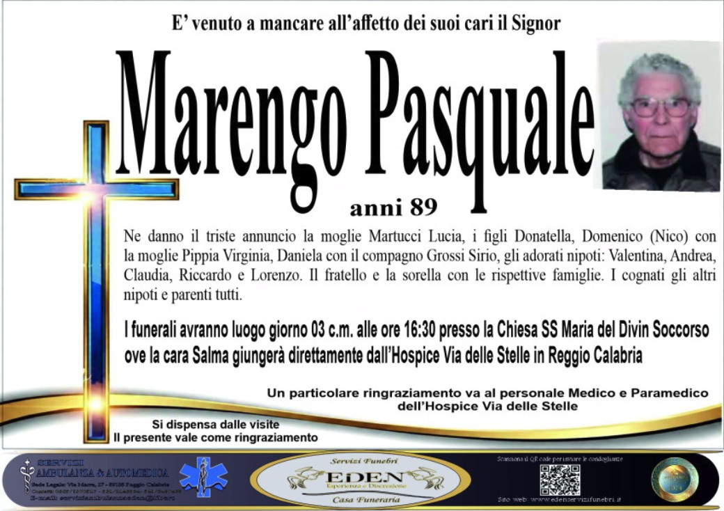 Necrologio di Pasquale Marengo