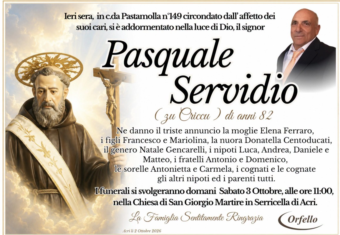 Necrologio di Pasquale Servidio
