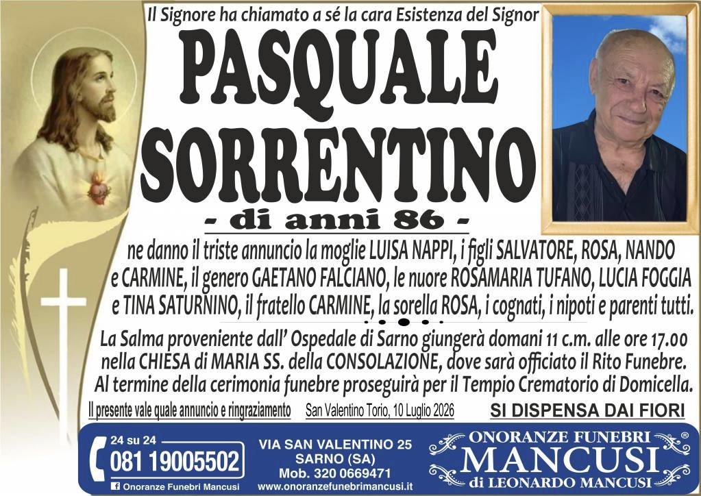 Necrologio di Pasquale Sorrentino