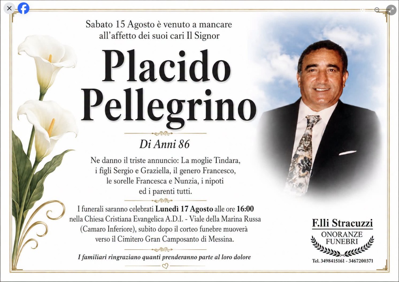Necrologio di Placido Pellegrino