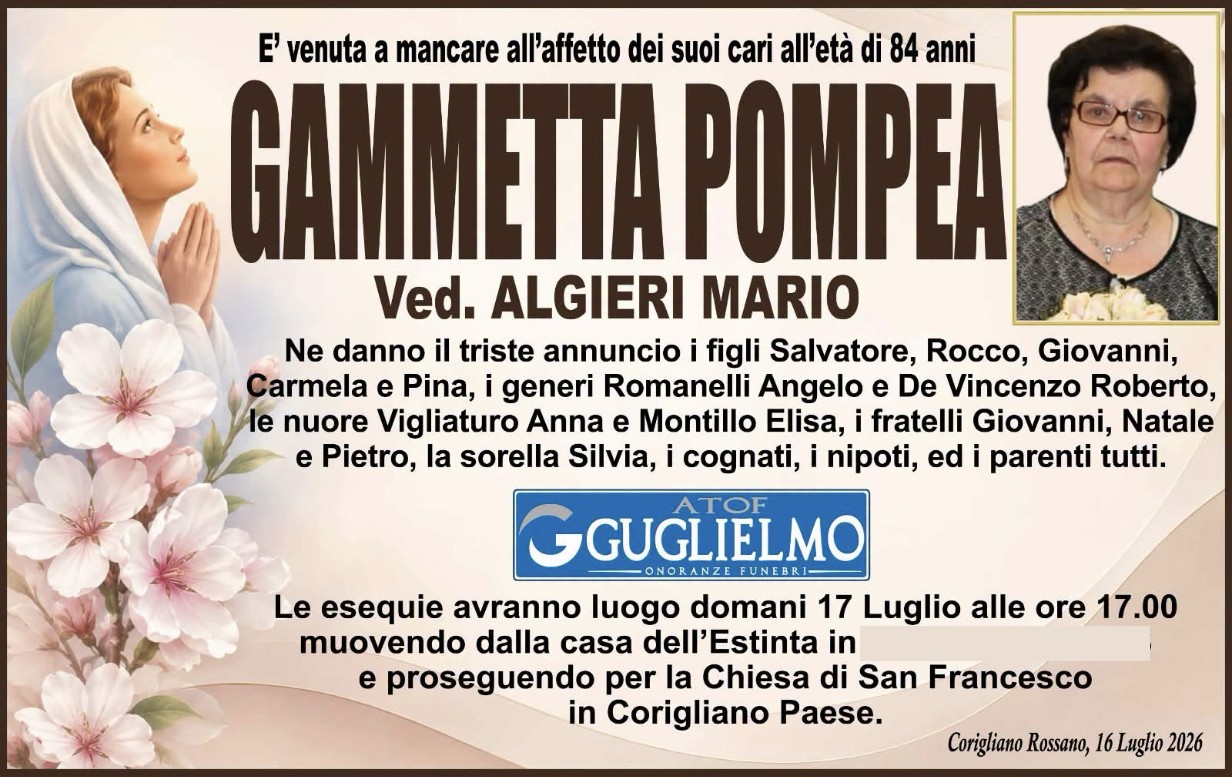 Necrologio di Pompea Gammetta