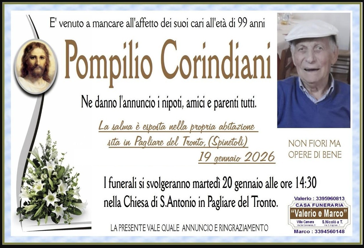 Necrologio di Pompilio Corindiani